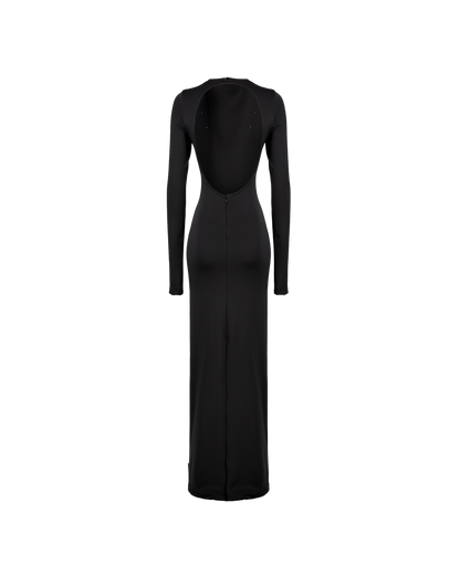 Draped Backless Long Dress – Sleek Fitted Elegance with Side Draping