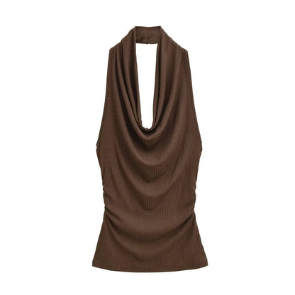 Draped Backless Long Dress – Sleek Fitted Elegance with Side Draping
