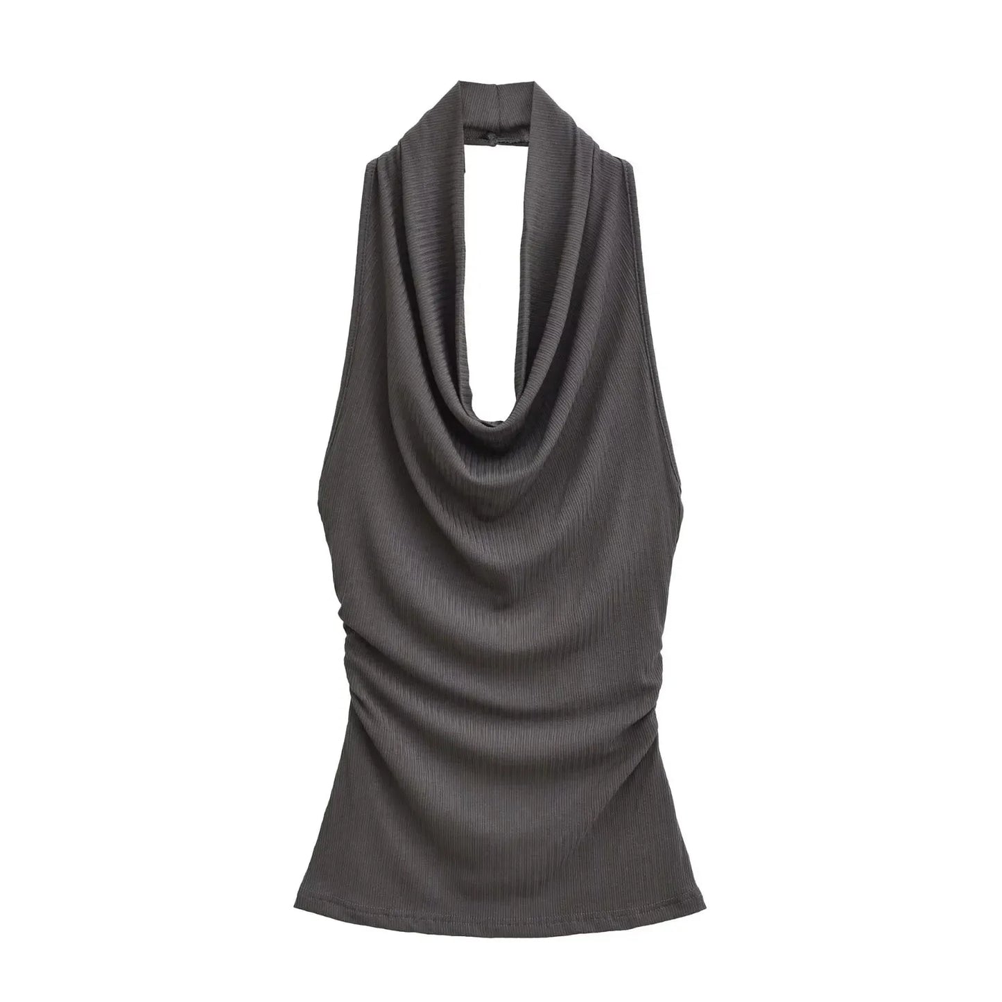 Draped Backless Long Dress – Sleek Fitted Elegance with Side Draping