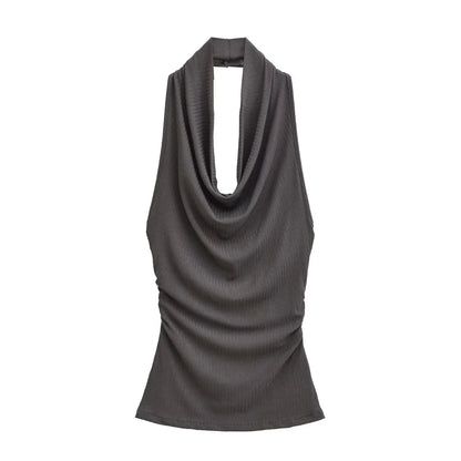 Draped Backless Long Dress – Sleek Fitted Elegance with Side Draping