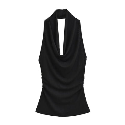 Draped Backless Long Dress – Sleek Fitted Elegance with Side Draping