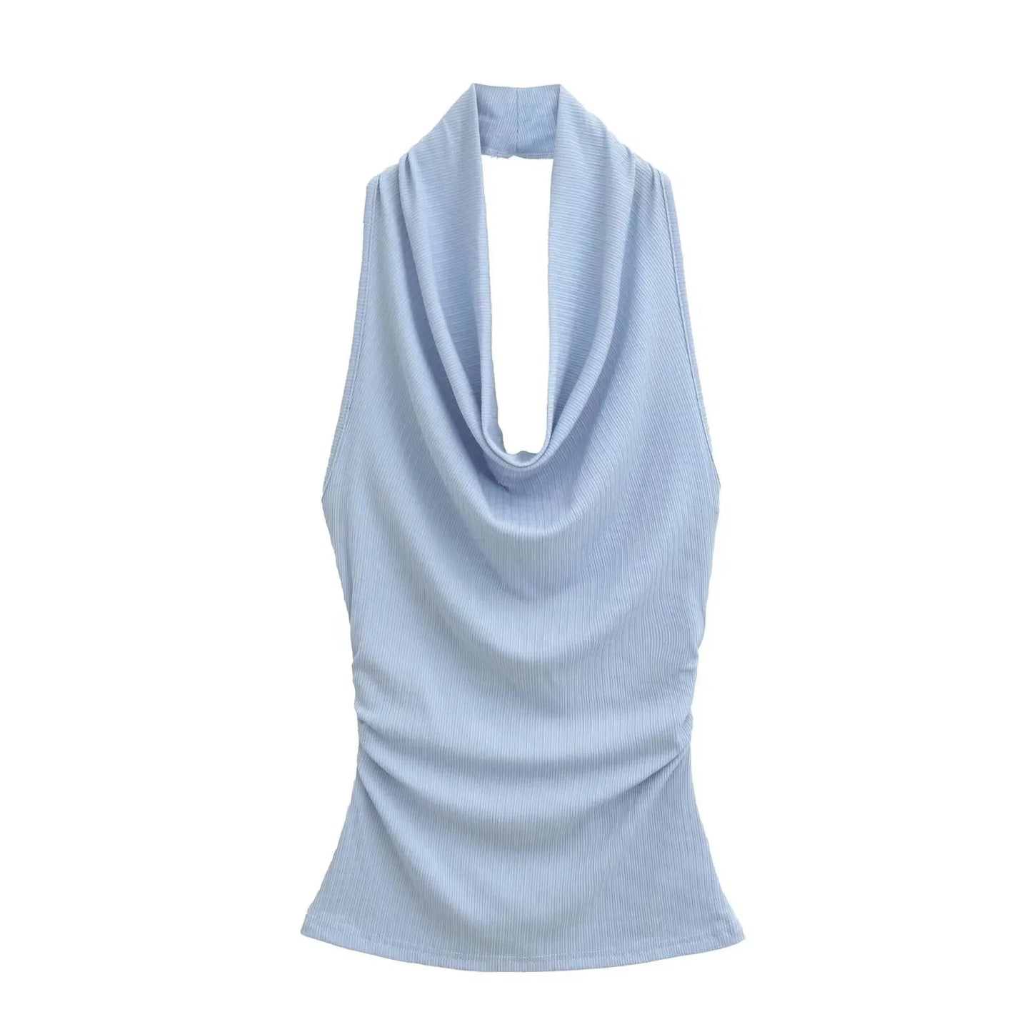 Draped Backless Long Dress – Sleek Fitted Elegance with Side Draping