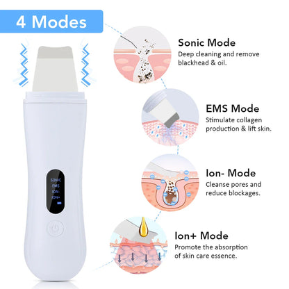 Ultrasonic Skin Scrubber - 4 Modes Facial Lifting Device