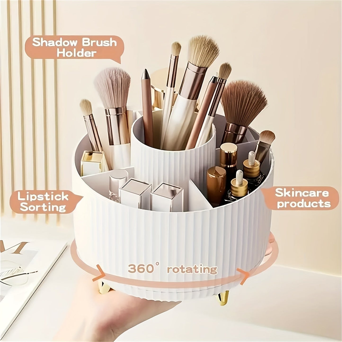 360° Rotating Makeup Organizer – Stylish Cosmetics Storage for Effortless Beauty